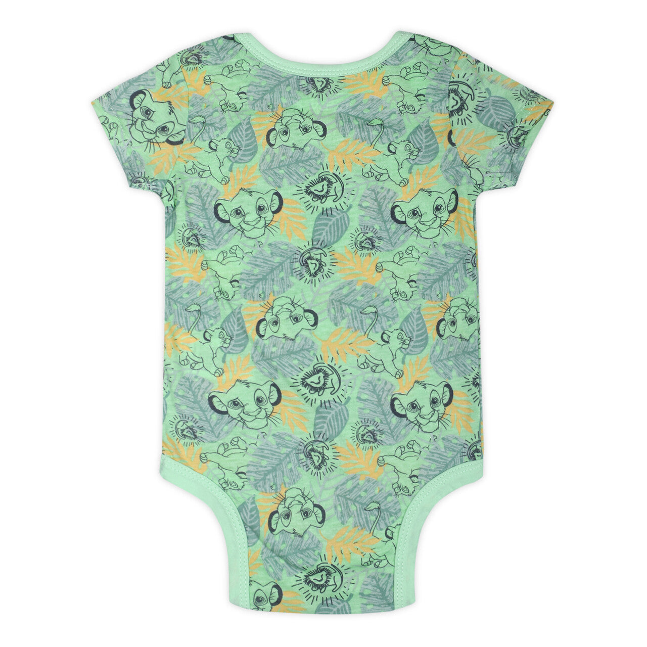 Disney Lion King Simba, Timon and Pumbaa Boys’ 5 Pack Bodysuits for Newborn and Infant – Yellow/Green/Grey