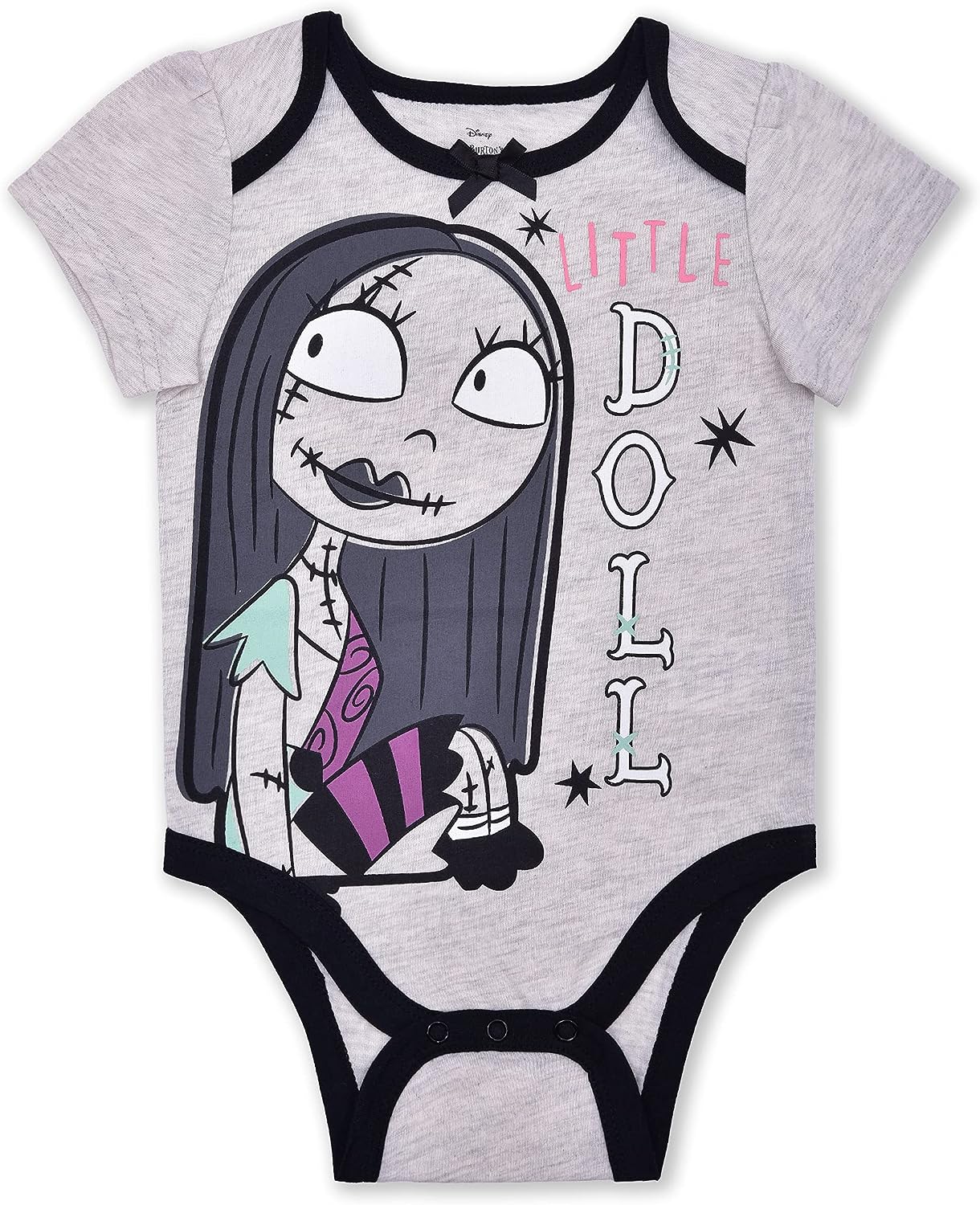 Disney Nightmare Before Christmas Sally and Jack Girls? 3 Pack Bodysuit for Newborn and Infant ? Purple/Grey/Black