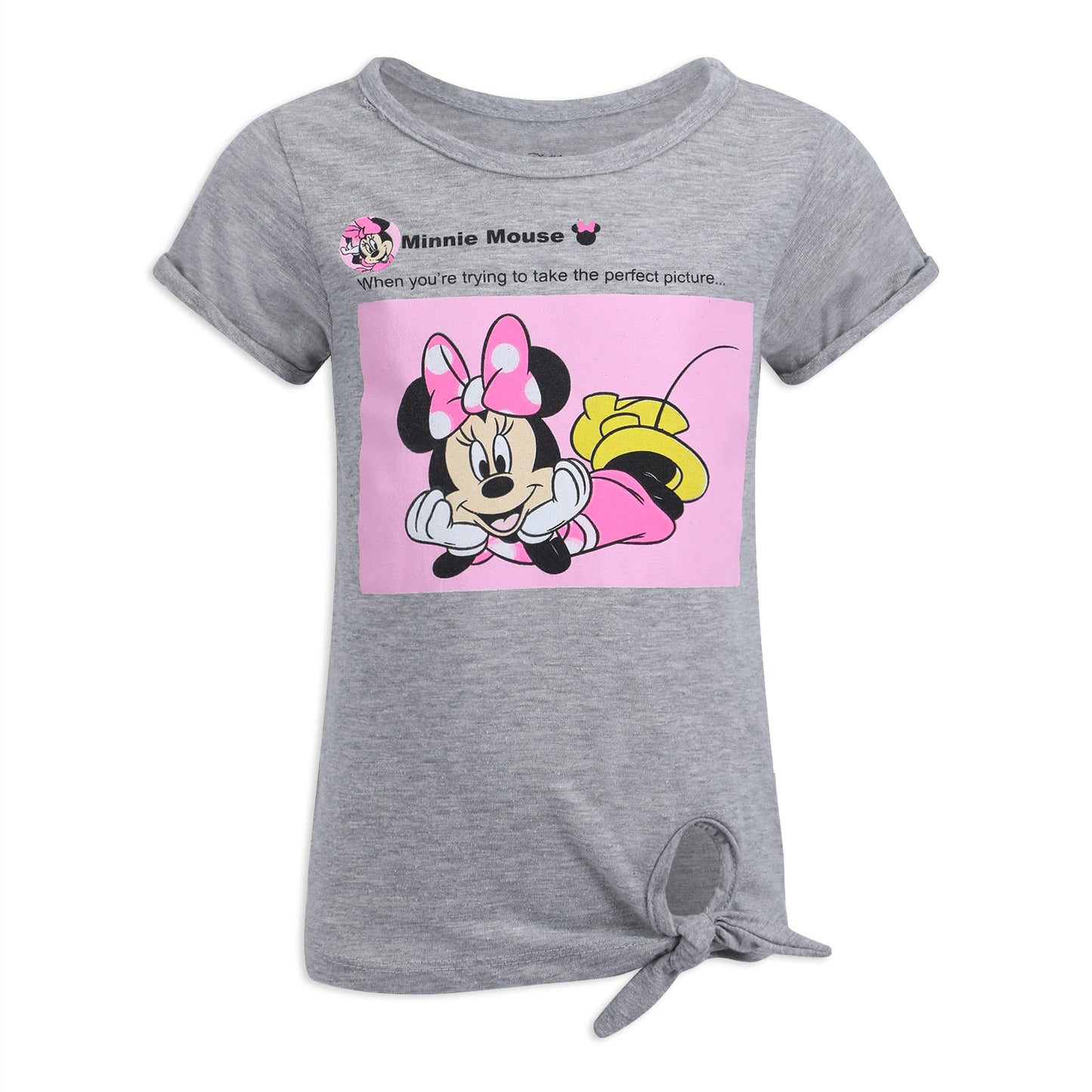 Disney Minnie Mouse Girls’ T-Shirt and Short Set for Toddler and Little Kids – Pink/Grey