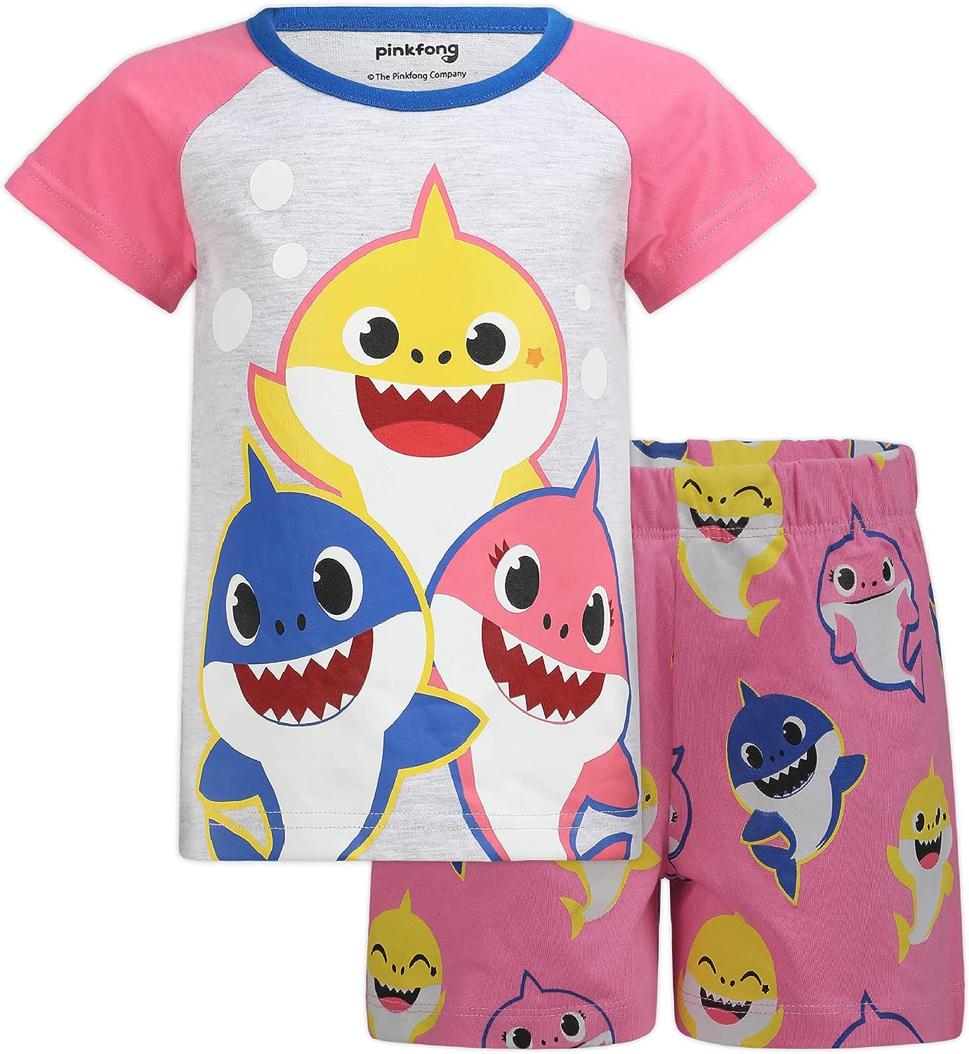 Nickelodeon Baby Shark Girls? T-Shirt and Short Set for Infant, Toddler and Little Kids ? Pink/Grey