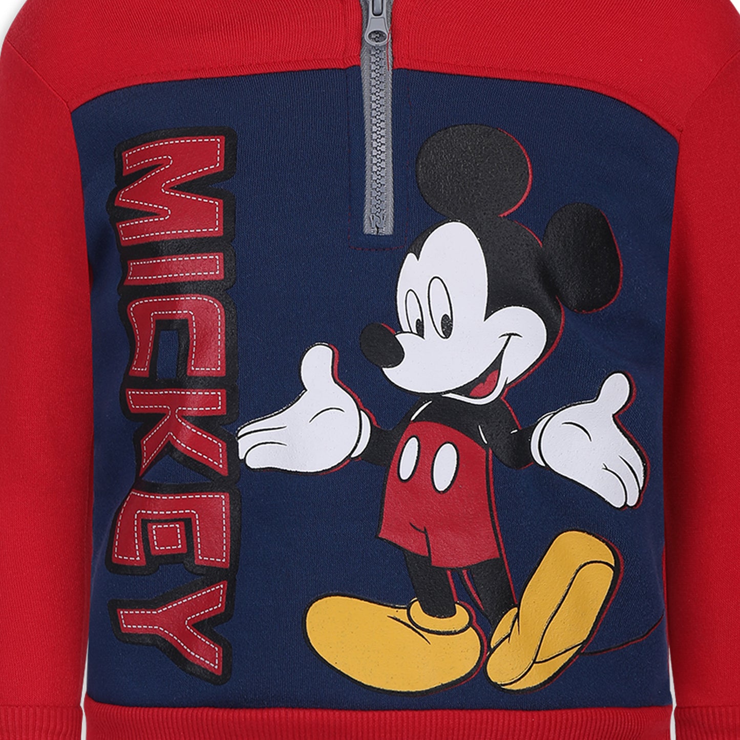Disney Boy's Mickey Mouse Half Zip Pullover Fashion Hoodie, Black/Red/Blue