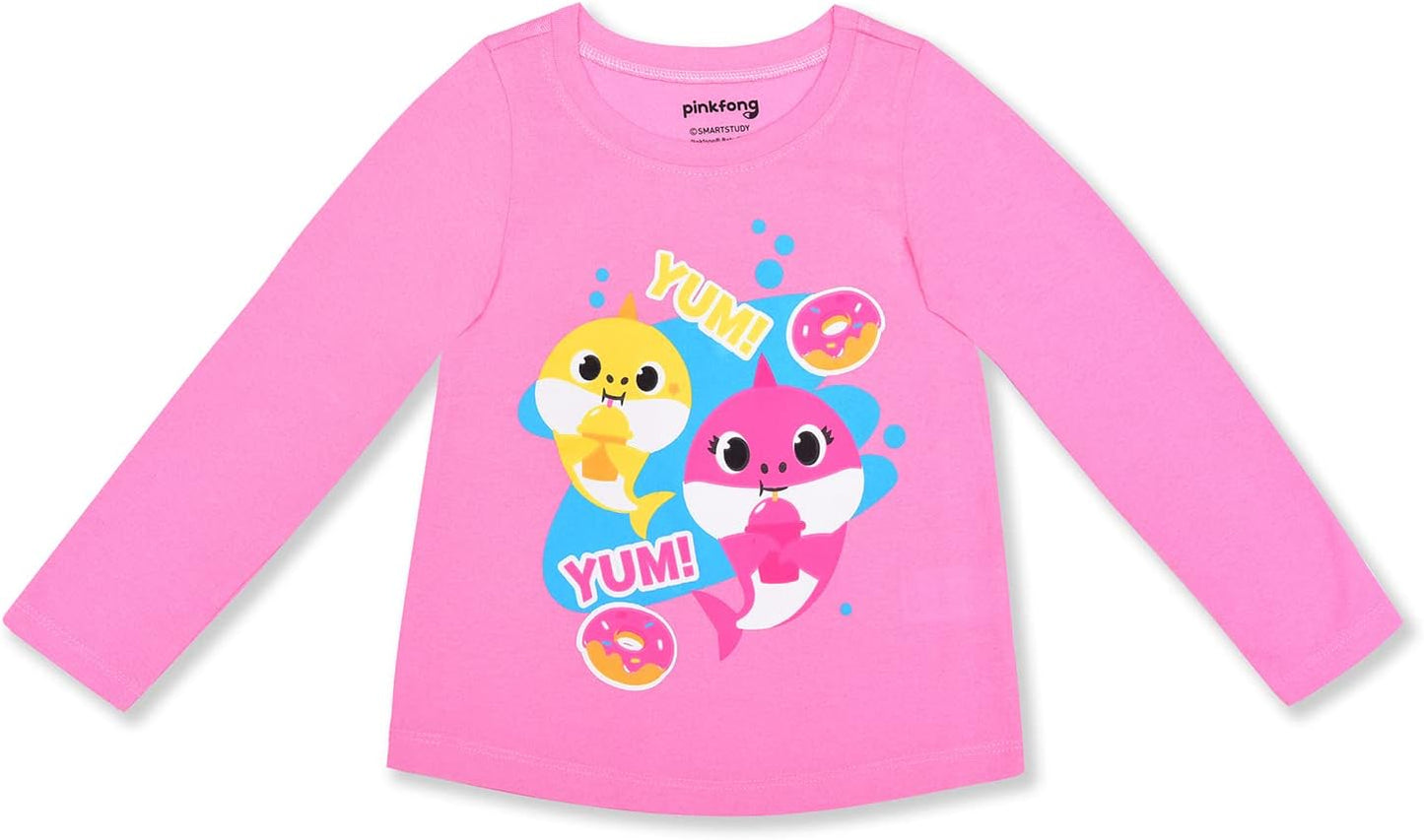 Nickelodeon Baby Shark Girls? Long Sleeve Shirt and Legging Set for Infant and Toddler ? Pink/Blue