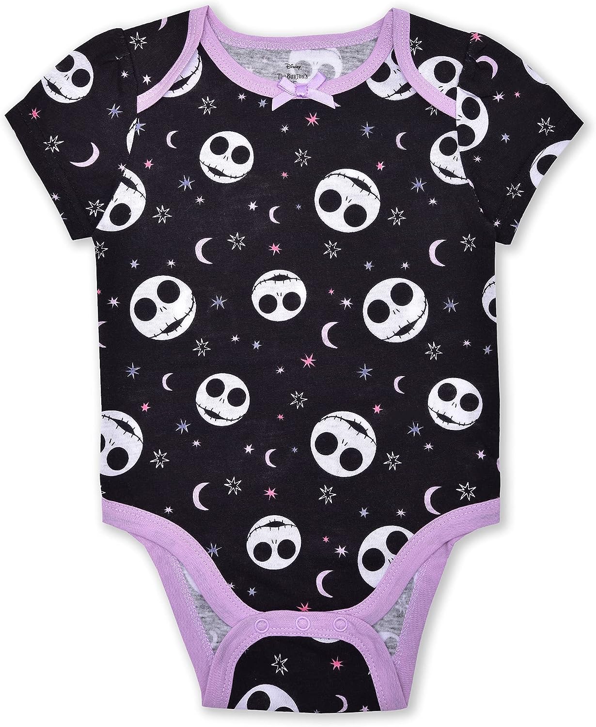 Disney Nightmare Before Christmas Sally and Jack Girls? 3 Pack Bodysuit for Newborn and Infant ? Purple/Grey/Black