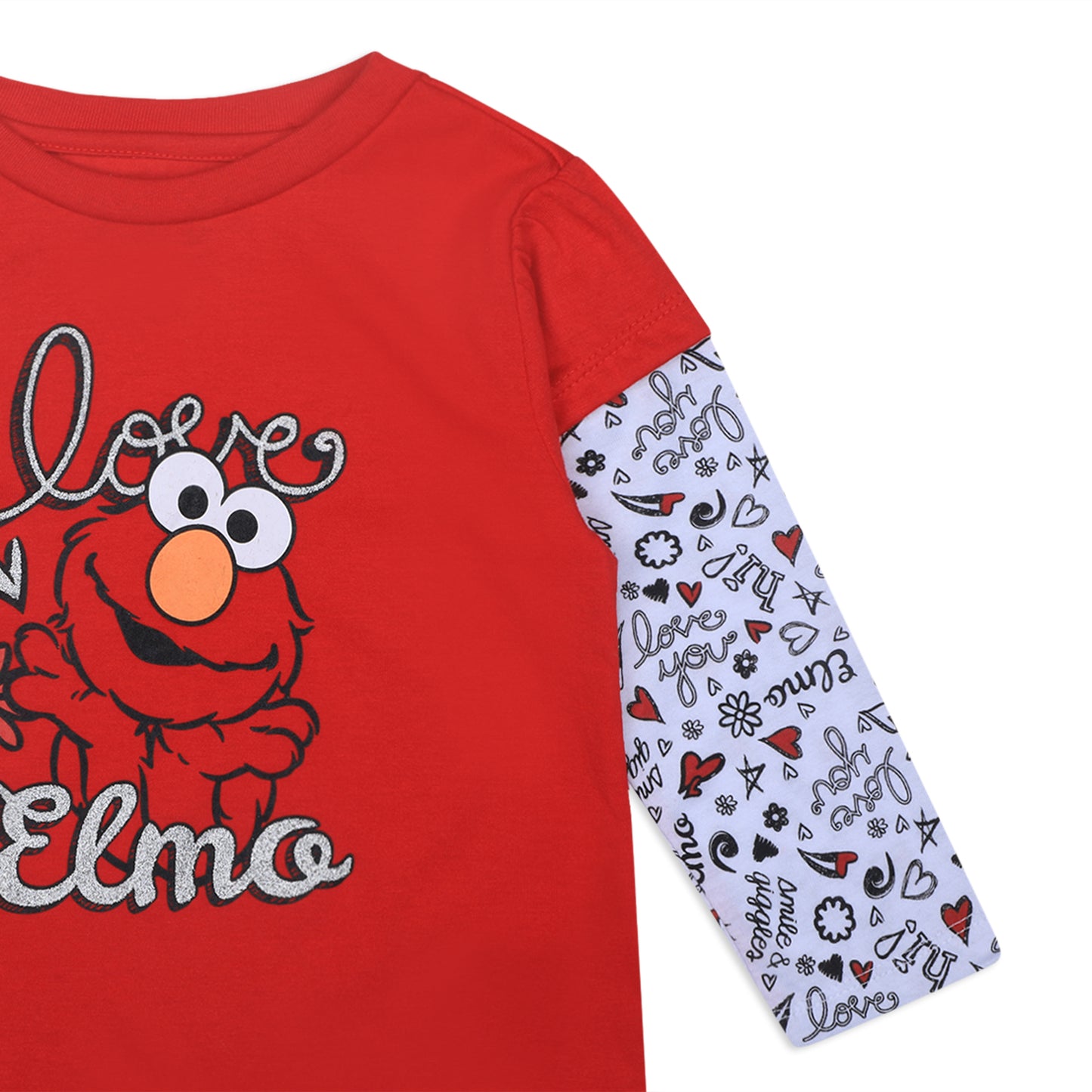 Sesame Street Elmo Girls’ Long Sleeve Shirt for Infant and Toddler – Red