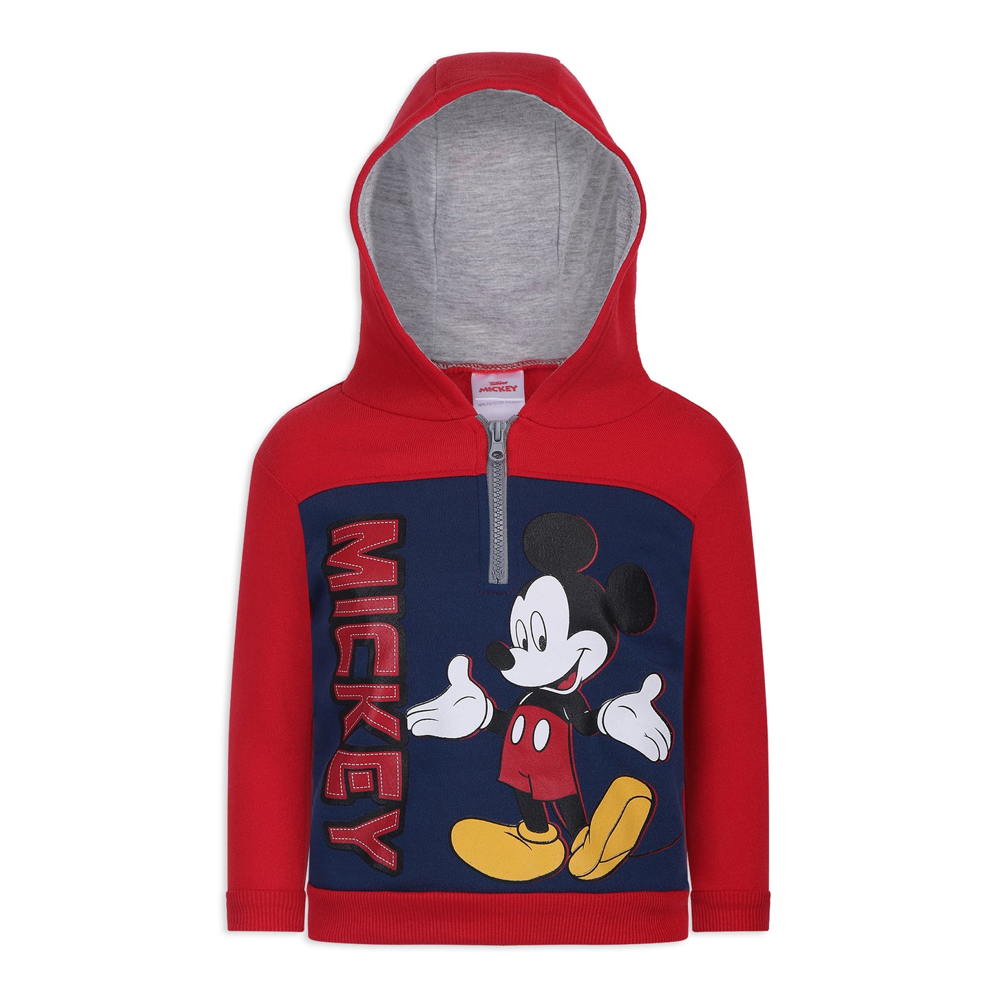 Disney Boy's Mickey Mouse Half Zip Pullover Fashion Hoodie, Black/Red/Blue
