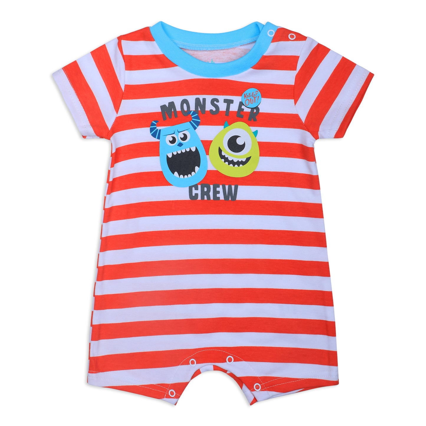 Disney Monsters Inc. Mike and Sulley Boys’ 3 Pack Rompers for Newborn and Infant – Blue/Red/Grey