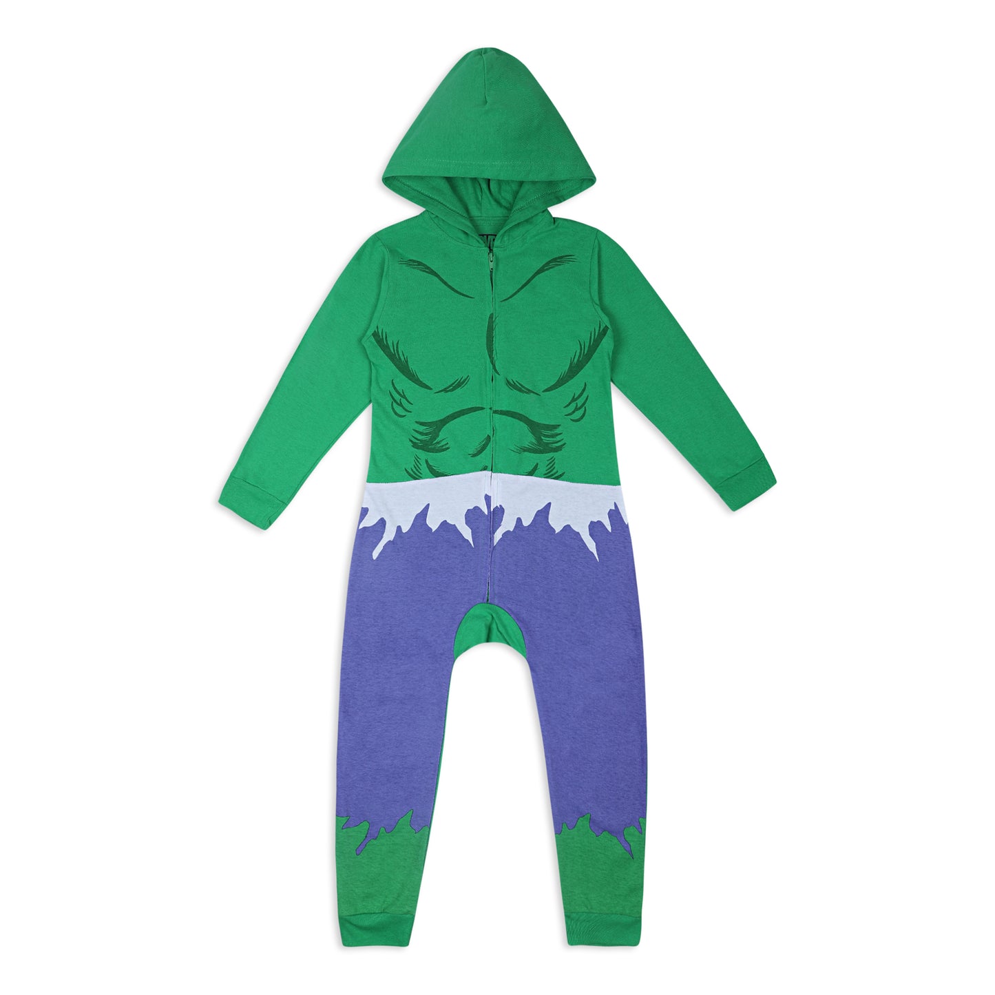 Marvel Hulk, Captain America, Iron Man or Spiderman Boys Zip Up Hooded Bodysuit for Infant and Toddler