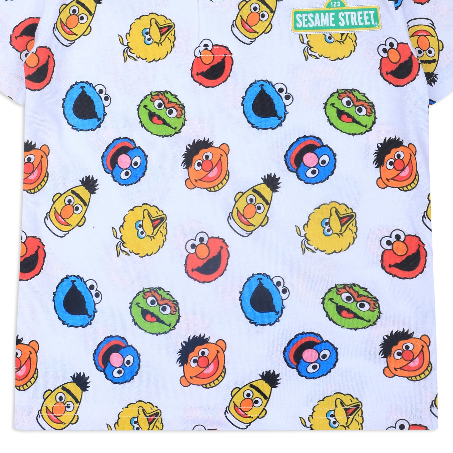 Sesame Street Boys’ Half Button Shirt for Infant and Toddler – White