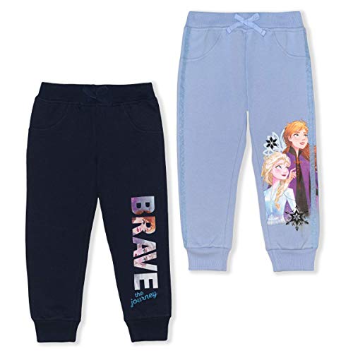 Disney Frozen Elsa and Anna Girls’ 2 Pack Jogger for Toddler and Little Kids – Blue/Navy
