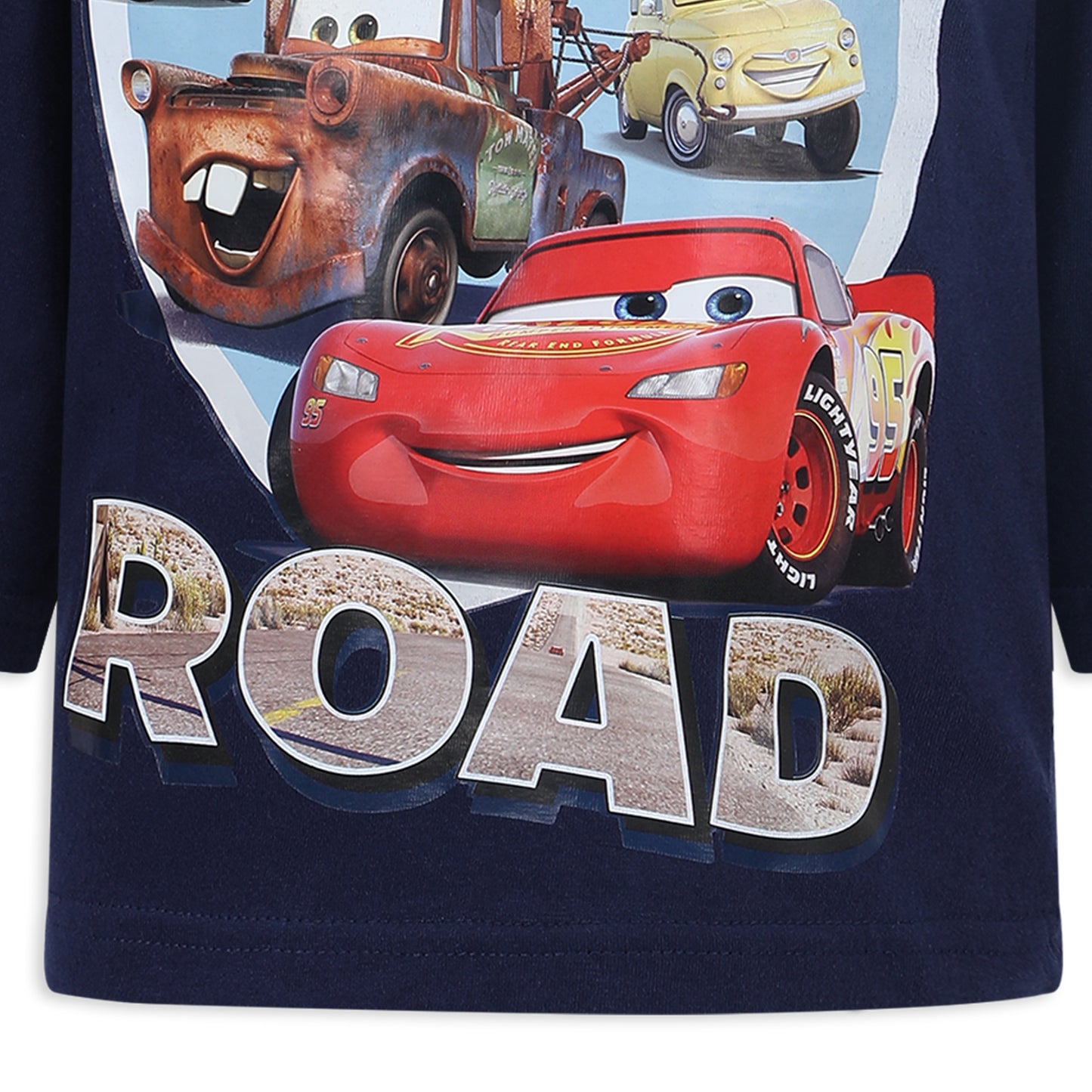Disney Cars Lightning McQueen, Mate, Guido, Luigi, Filmore, Sally and Red Boy’s Long Sleeve T-Shirt for Toddler – Navy