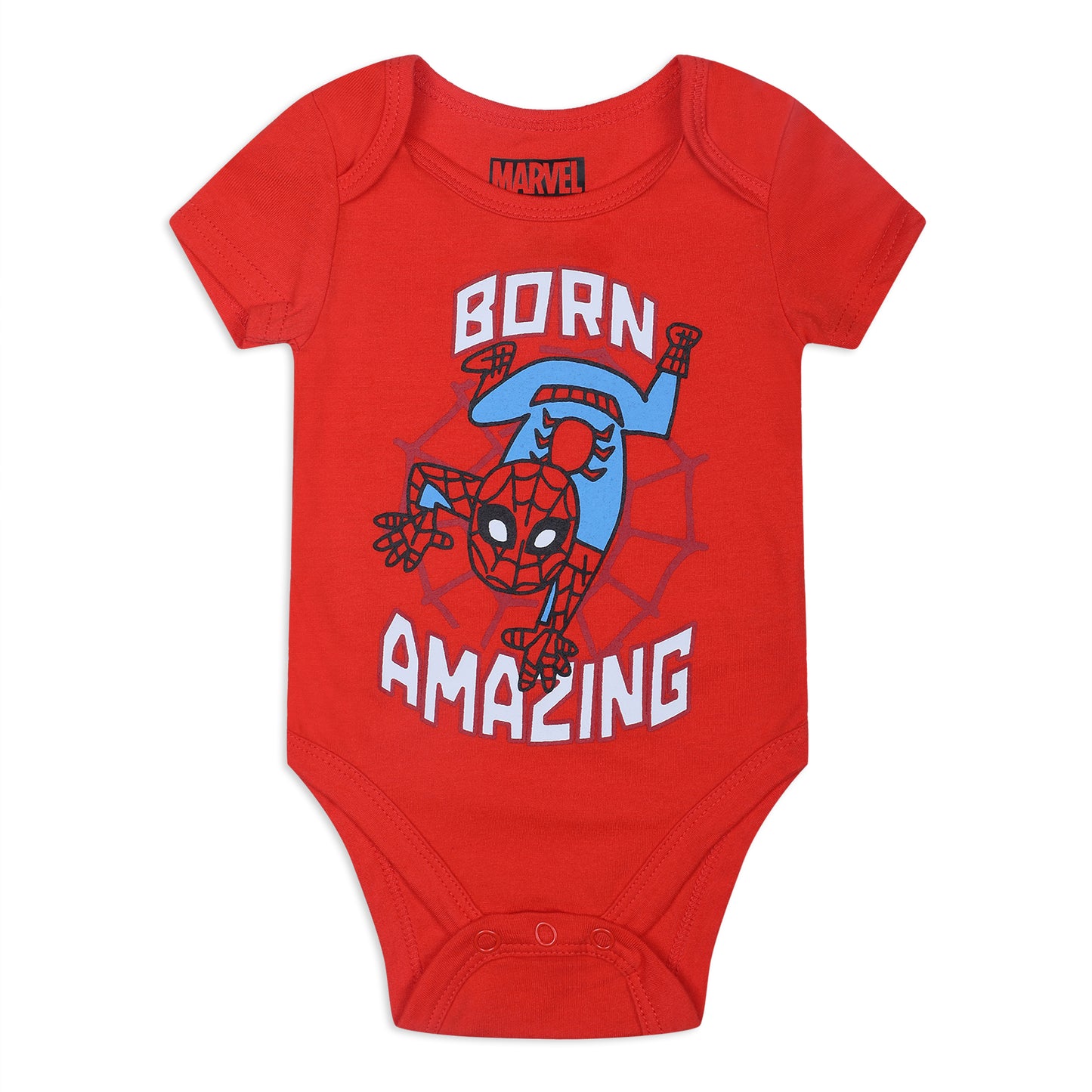 Marvel Avengers Boys’ 5 Pack Short Sleeve Bodysuits for Newborn and Infant – Blue/Red/Grey/White/Yellow/Green