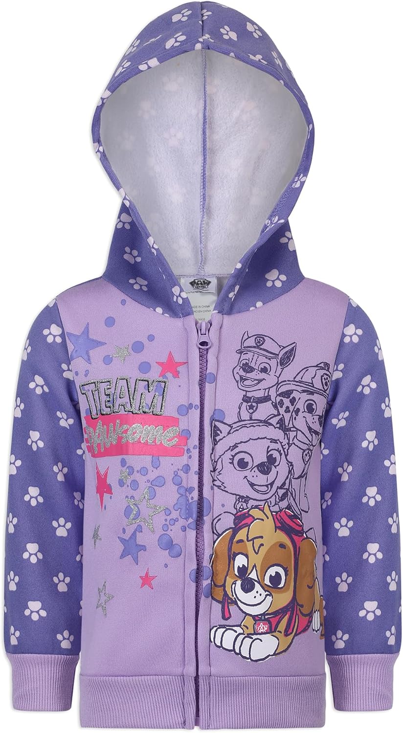 Nickelodeon Paw Patrol Skye 2 Pack Zip Up Hoodie and Pullover Hoodie for Toddlers and Big Kids ? Pink/Purple