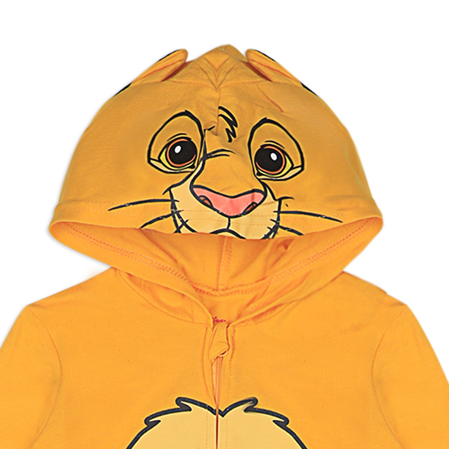 Disney Lion King Simba Boys’ Zip Up Long Sleeve Hooded Romper for Newborn, Infant and Toddler – Yellow