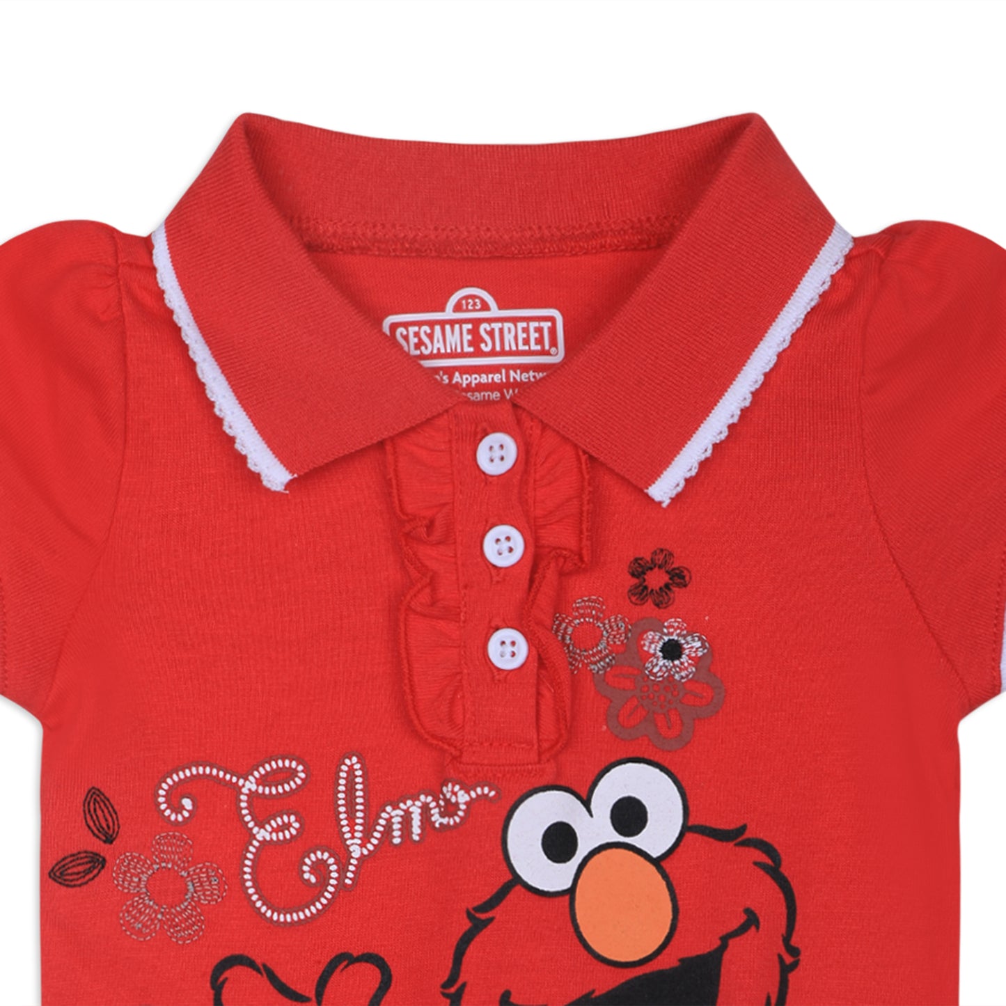 Sesame Street Elmo Girls’ Polo Dress for Infant and Toddler – Red/White
