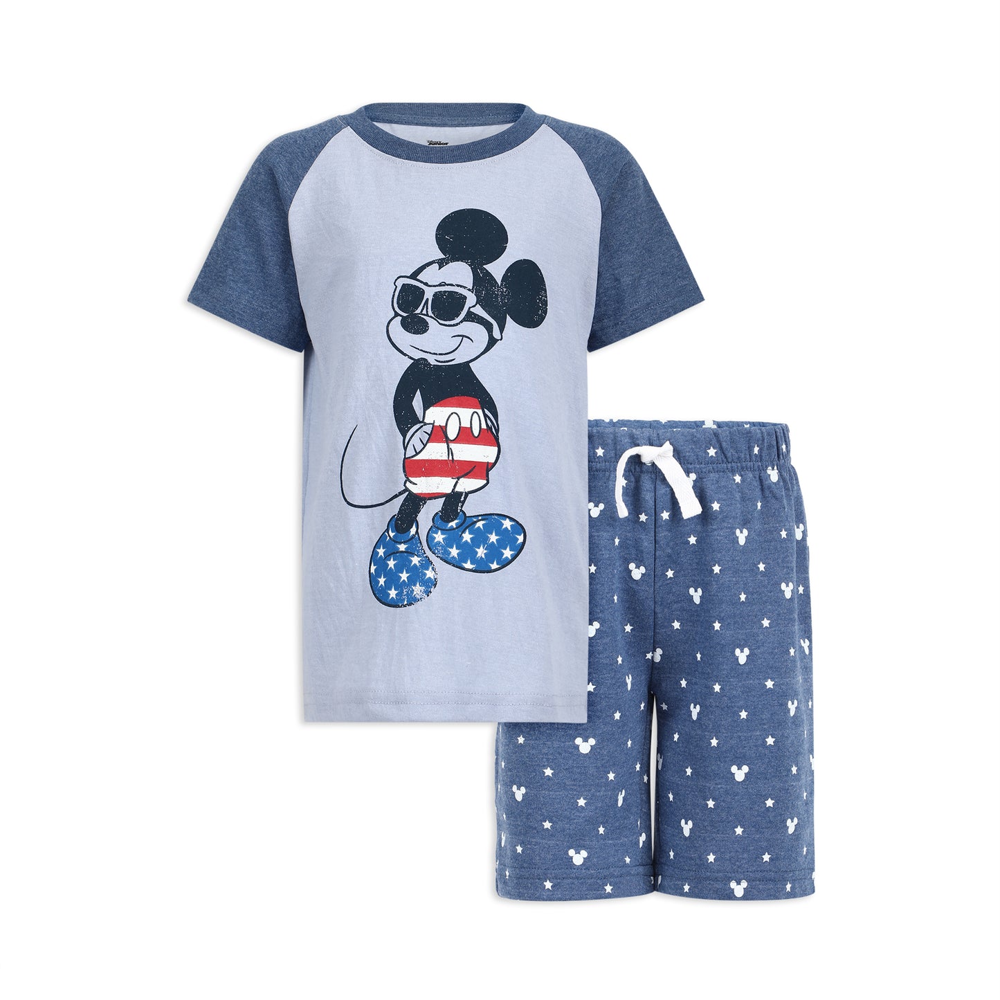 Disney Mickey Mouse Boys T-Shirt and Shorts Set for Little Kids – Blue/Grey