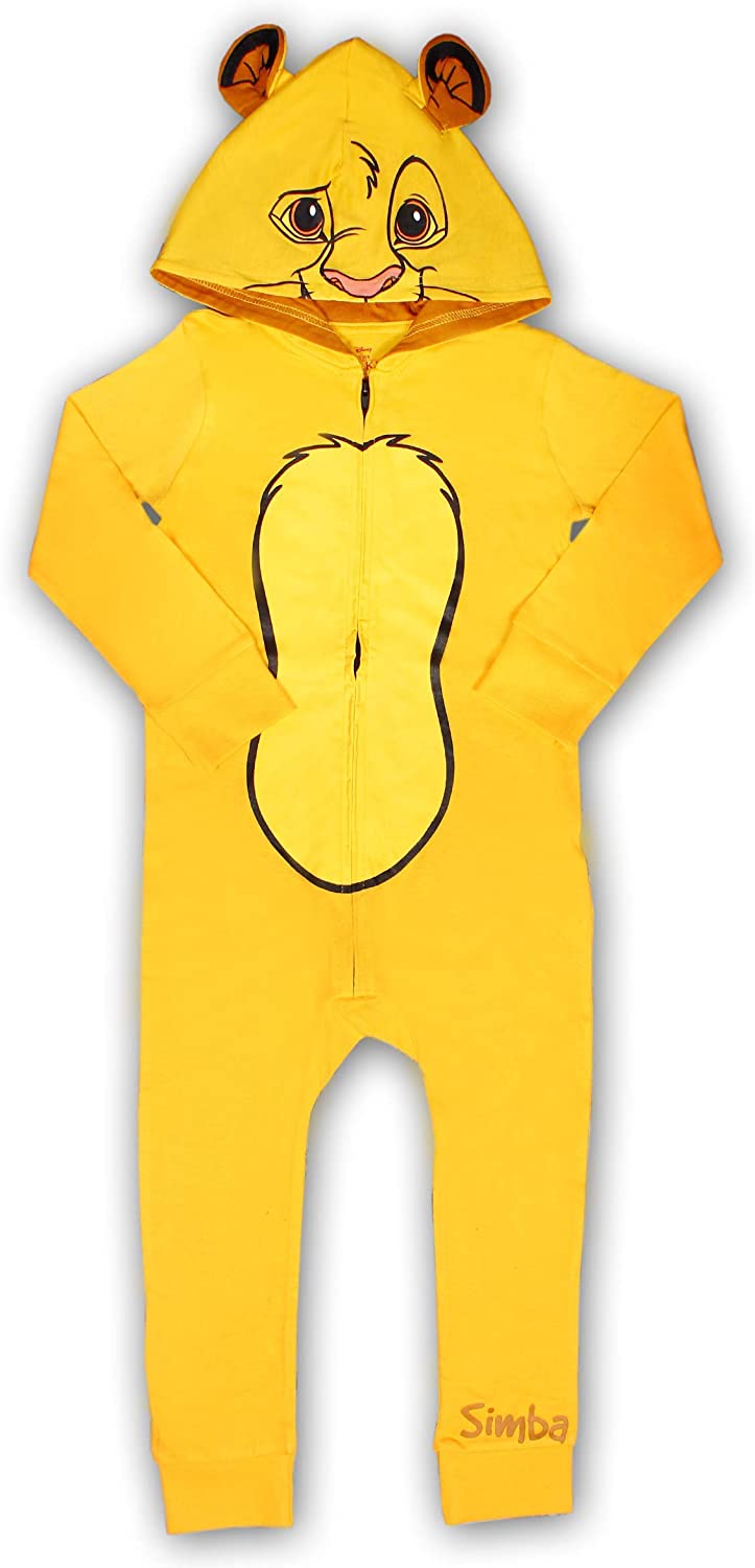 Disney Lion King Simba Boys’ Zip Up Long Sleeve Hooded Romper for Newborn, Infant and Toddler – Yellow