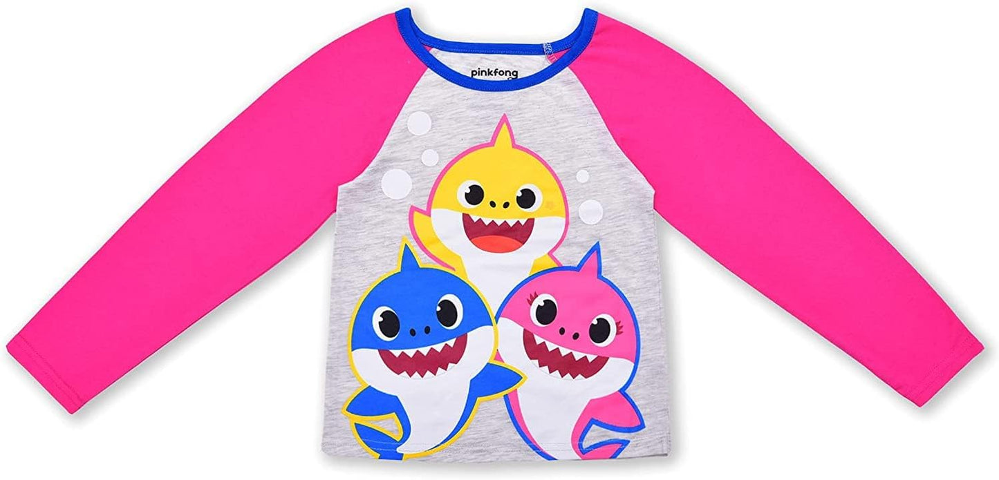 Nickelodeon Baby Shark Girls? Long Sleeve Shirt and Jogger Set for Infant, Toddler and Little Kids ? Pink/Grey
