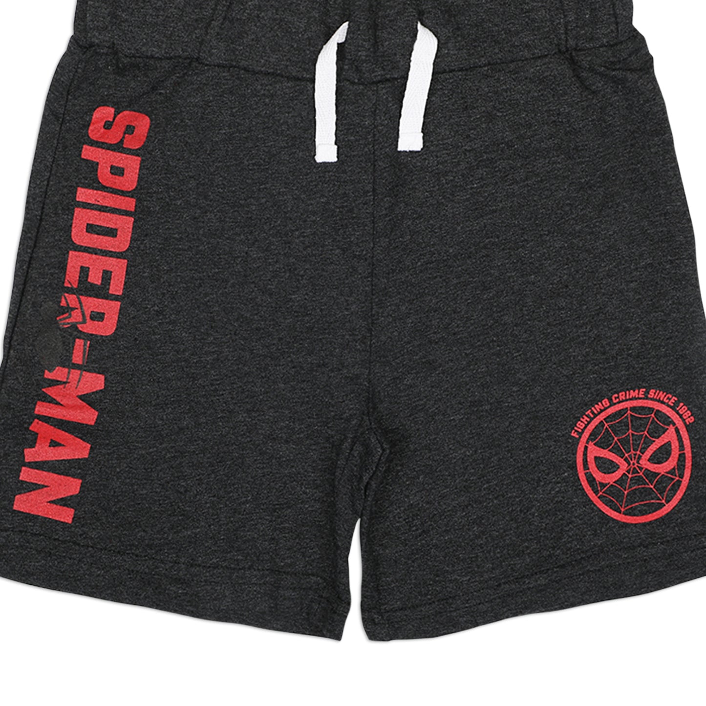 Marvel Avengers Spiderman Boys’ Shorts with Drawstring 2 Pack for Toddler and Little Kids – Grey/Red/Blue