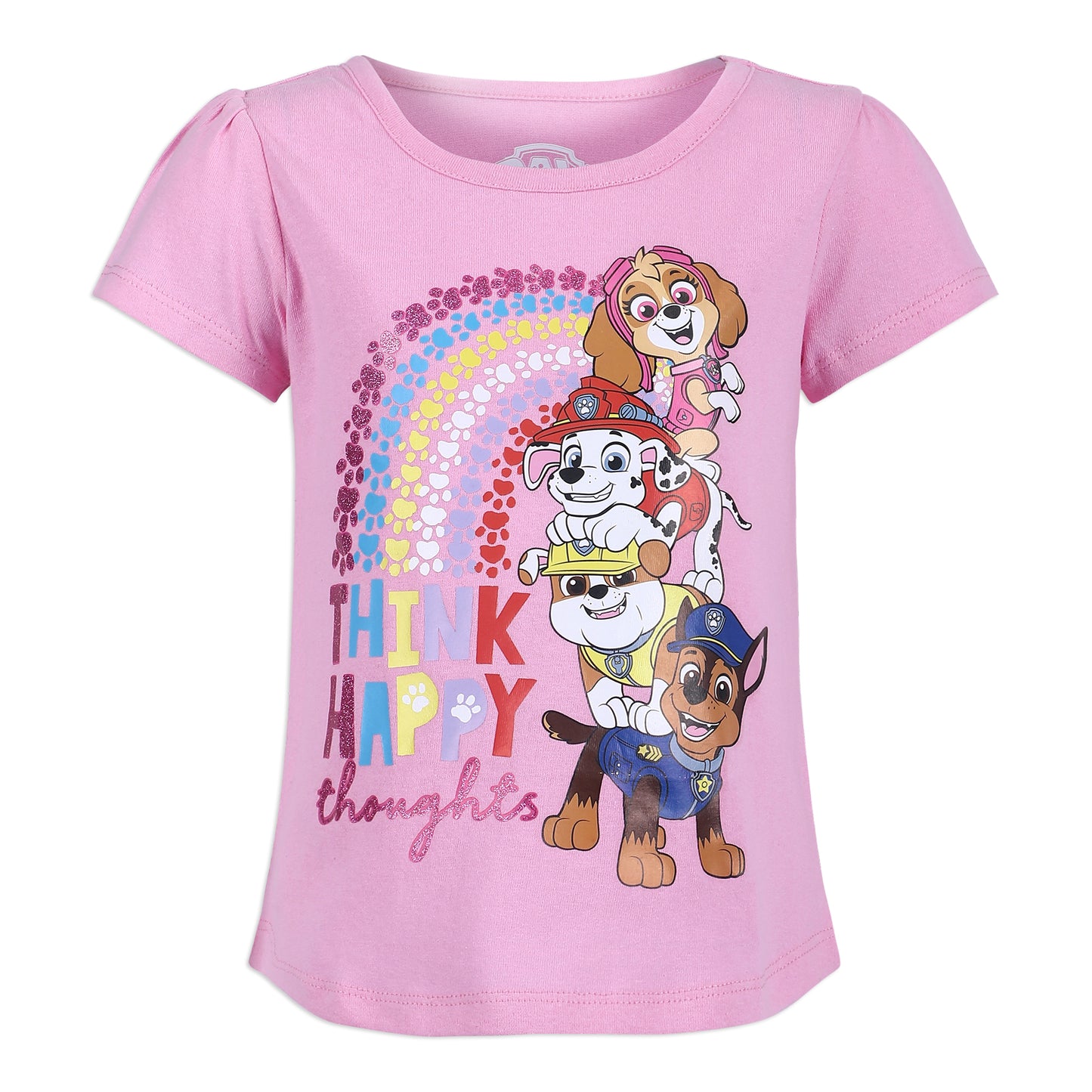 Nickelodeon Paw Patrol Chase, Rubble, Marshall, Skye and Everest Girls’ 3 Pack T-shirts for Toddler– Pink/Gray /White