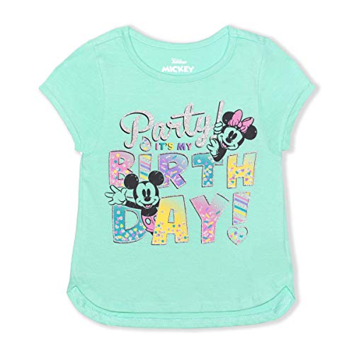Disney Minnie Mouse and Mickey Mouse Girls’ Birthday Party T-Shirt for Toddler and Little Kids – Blue or Pink or Red