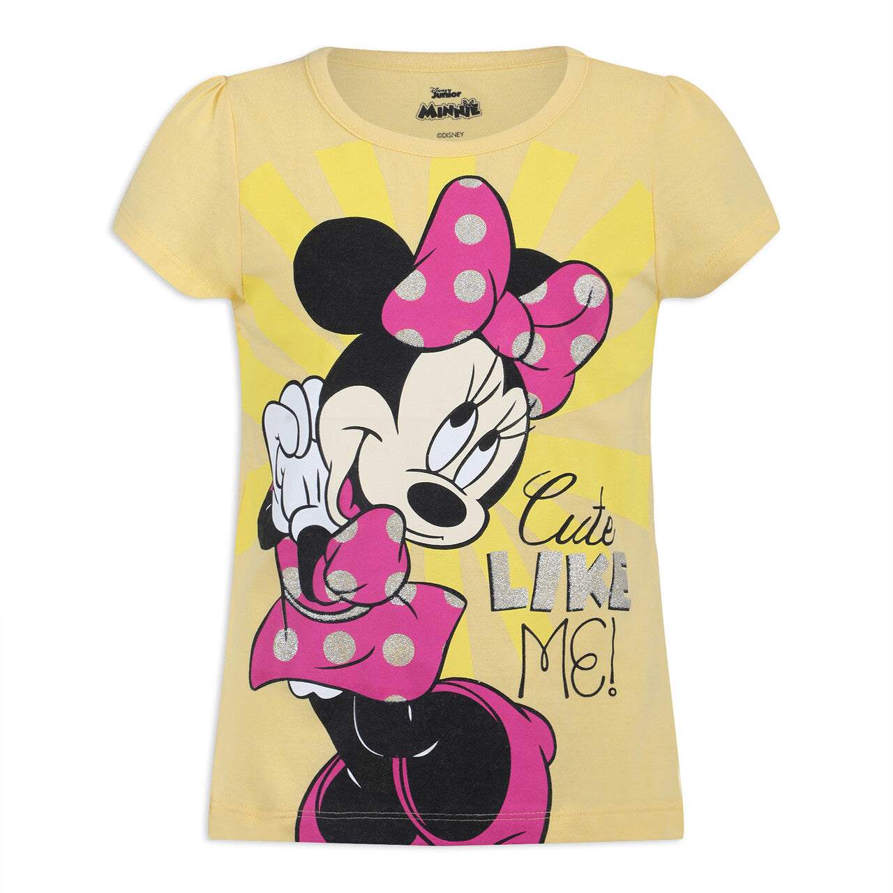 Disney Girl's 3 Pack Minnie Mouse Short Sleeves Tee Shirt Set, Pink/Yellow/White
