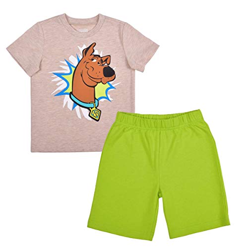 Warner Bros Scooby Doo Boy's 2-Piece Character Shirt and Short Set, Beige