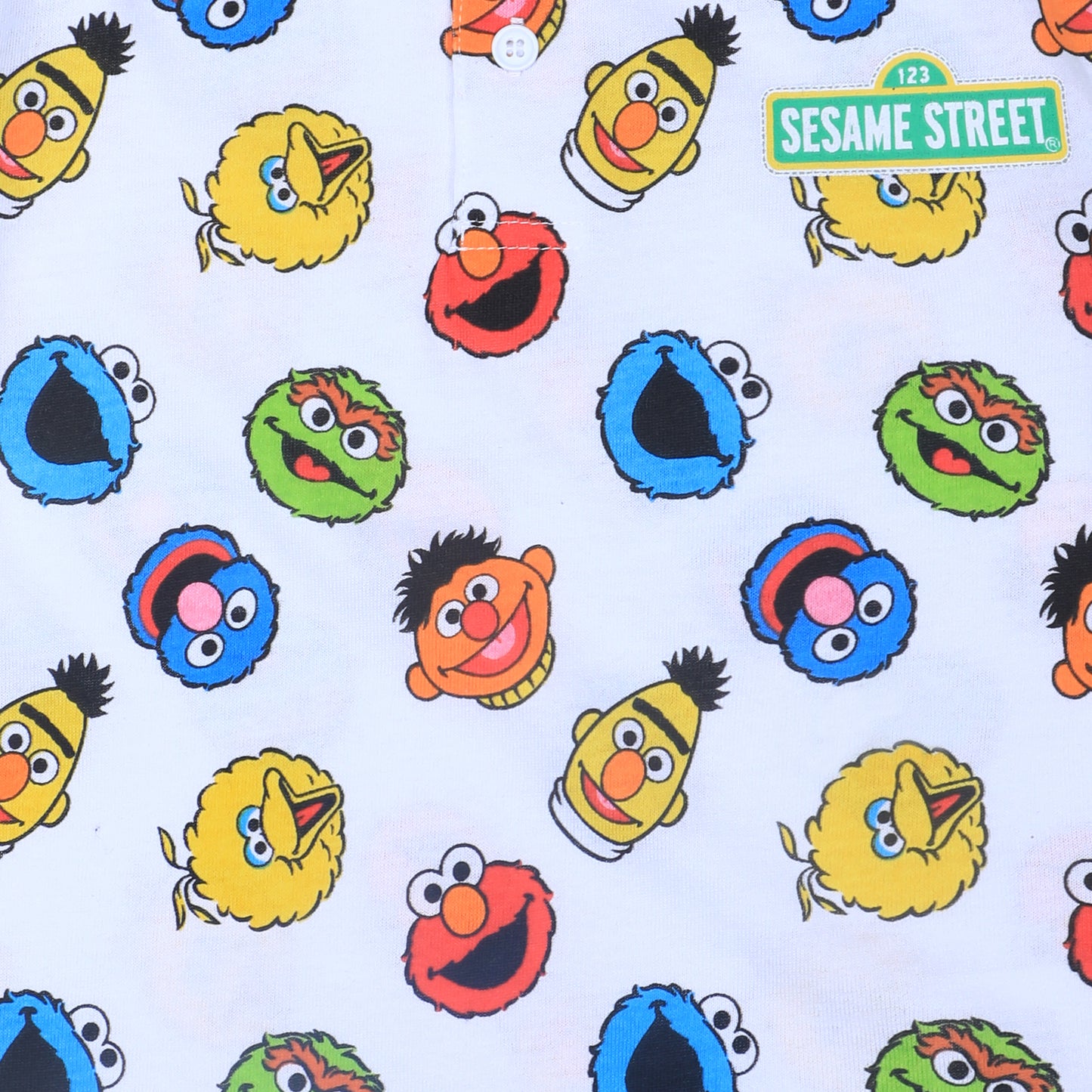 Sesame Street Boys’ Half Button Shirt for Infant and Toddler – White