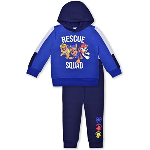 Nickelodeon Paw Patrol Chase, Marshall and Rubble Boys Hoodie and Jogger Pants for Toddler and Little Kids – Blue/Navy