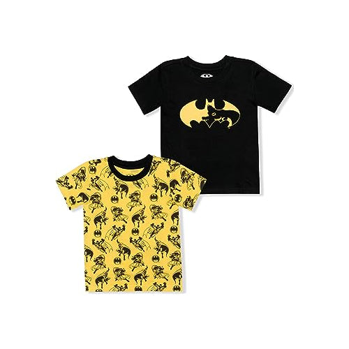 BATMAN Boys 2 Pack T-Shirt for Toddlers and Little Kids - Black