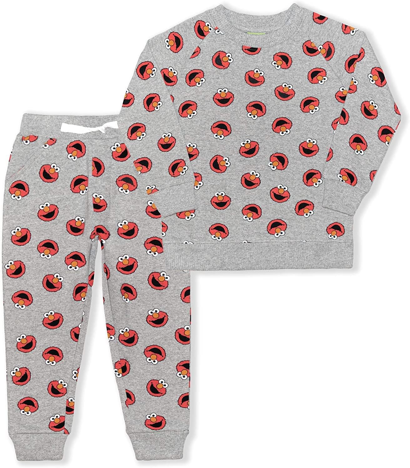 Sesame Street Elmo and Cookie Monster Boys 2 Piece Long Sleeve Sweatshirt and Jogger Set for Infants and Toddlers ? Grey