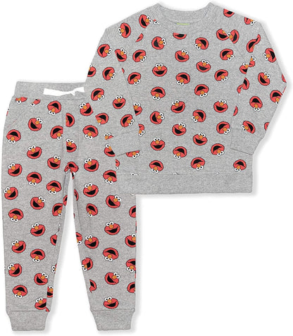 Sesame Street Elmo and Cookie Monster Boys 2 Piece Long Sleeve Sweatshirt and Jogger Set for Infants and Toddlers ? Grey