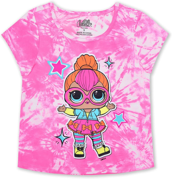 LOL Surprise Dolls Neon Q.T Girls? Short Sleeve Shirt and Shorts Set for Little and Big Girls ? Pink