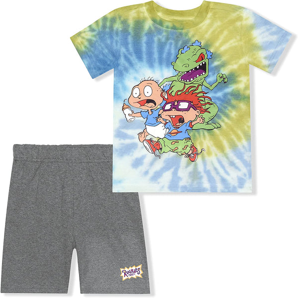 Nickelodeon? Rugrats 2 Pack Short Sleeve Tie Dyed Tee Shirt and Shorts Set for Boys, Size 3T