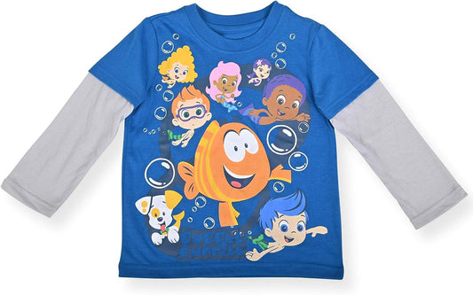 Nickelodeon Bubble Guppies Boys Long Sleeve T-Shirt for Toddler - Grey/Blue