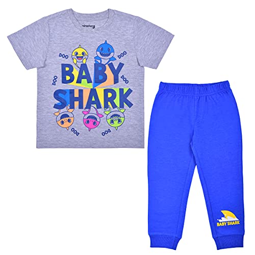 Nickelodeon Baby Shark Boys’ T-Shirt and Jogger Set for Toddler – Blue/Navy/Gray