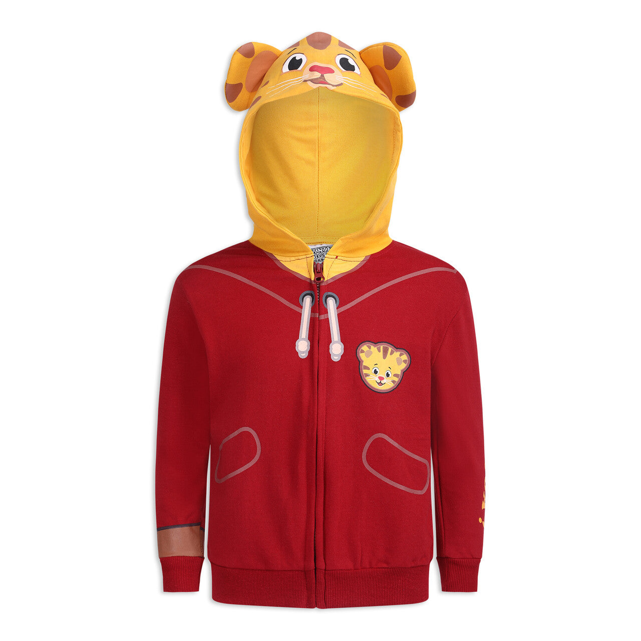 Fred Rogers Company Daniel Tiger Boys’ Zip Up Hooded Sweatshirt for Toddler – Red/Yellow