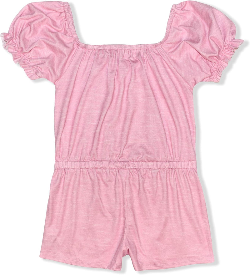 Young Hearts Girls? 2 Pack Rompers and Scrunchie for Toddler and Little Kids ? Pink/White