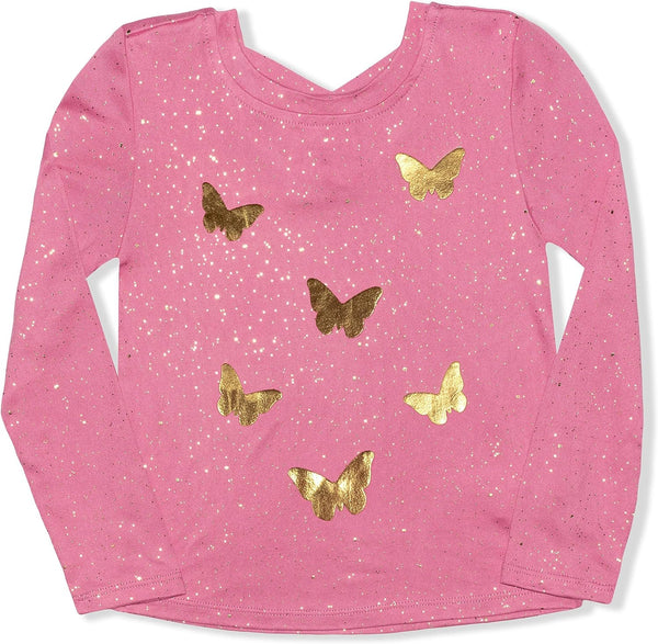 Young Hearts Girls? 2 Pack Long Sleeve Shirts for Little and Big Kids ? Pink/White