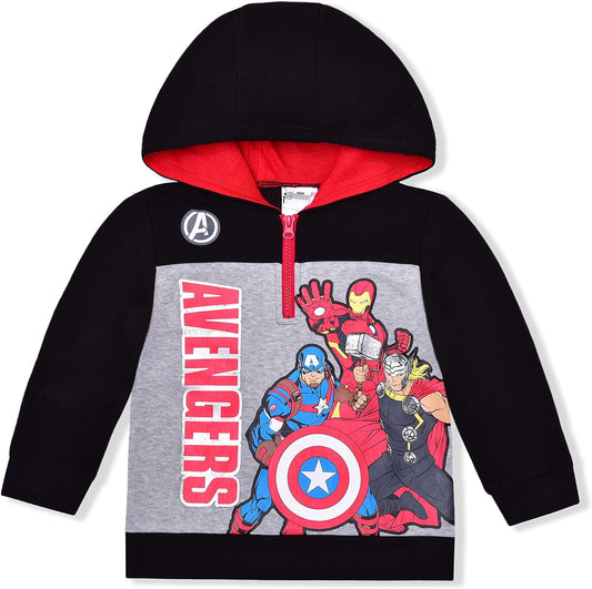 Marvel Avengers Boys? Pullover Half Zip up Hoodie for Toddler and Little Kids ? Black