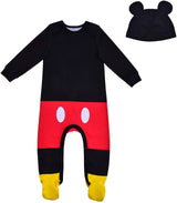 Disney Mickey Mouse Boys’ Bodysuit and Cap Set for Newborn and Infant – Black