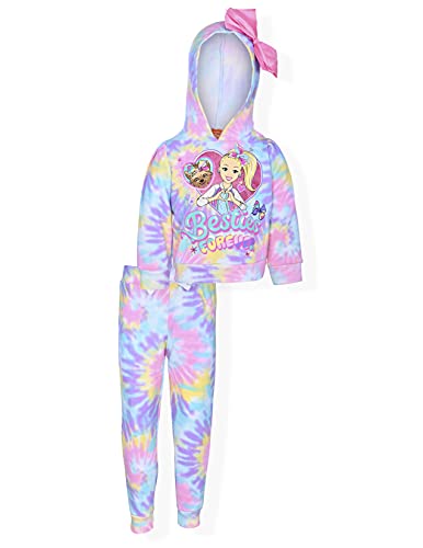 Nickelodeon Jojo Siwa Girls’ Hoodie with Bow and Jogger Set for Toddler and Little Kids – Multicolor