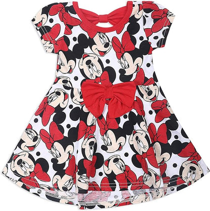 Disney Minnie Mouse Girls’ 2 Pack Dresses with a Bow for Newborn and Infant –  Red