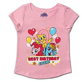 My Little Pony Girl's Best Birthday Ever Blouse Tee Shirt, Short Sleeve, Pink