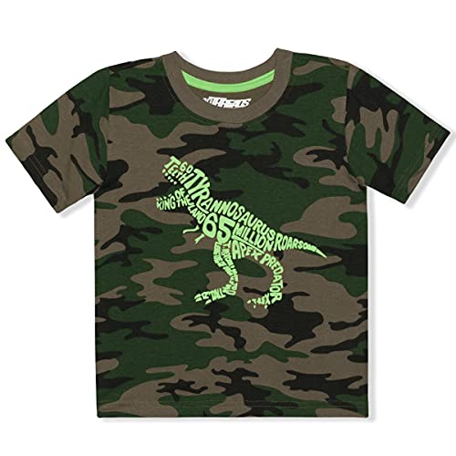 10 Threads Boy's Camouflage Dino Short Sleeve Summer Tee Shirt, Green