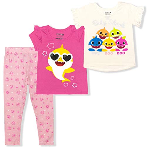 Nickelodeon Baby Shark Girls’ T-Shirts and Legging Pants Set for Infant and Toddlers - Pink/White