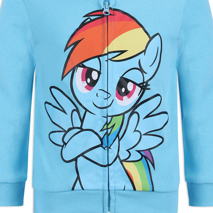 Hasbro My Little Pony Girls Rainbow Dash, Twilight Sparkle and Pinkie Pie Zip Up Hoodie for Toddler and Little Kids