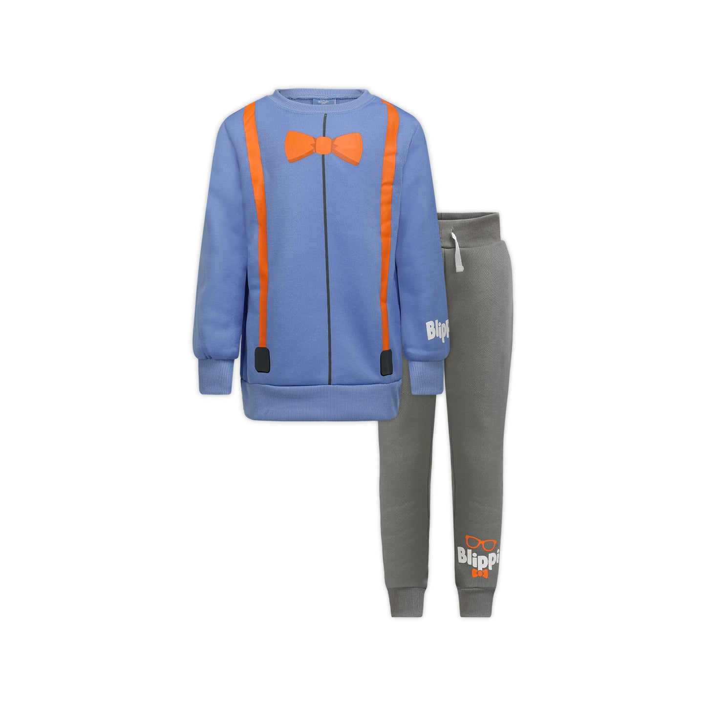 Blippi Boys’ Long Sleeve T-Shirt and Jogger Set for Toddler and Little Kids – Blue/Grey