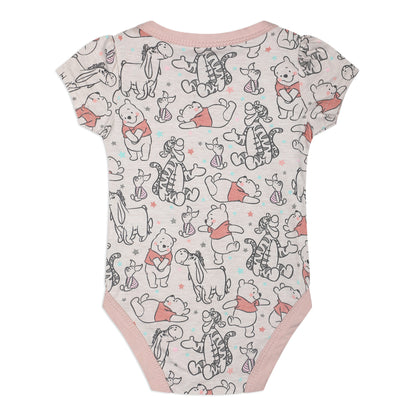 Disney Girls’ Dumbo, Princess Or Winnie The Pooh 3 Pack Bodysuit for Newborn – Pink/Grey or Pink/Green/Grey or Pink/Beige