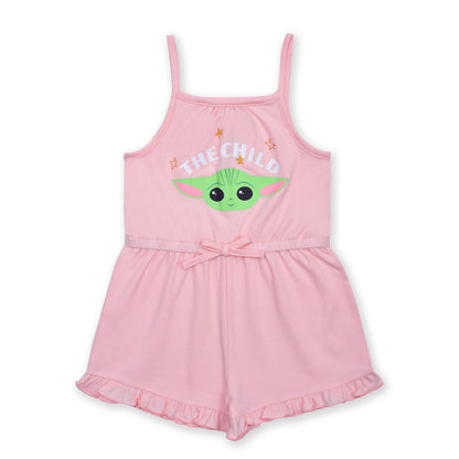 Star Wars The Mandalorian Baby Yoda Girls’ 2 Pack Romper for Toddler – Pink/Blue