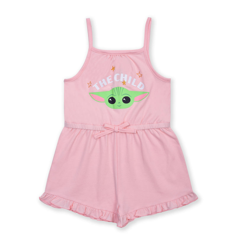 Star Wars The Mandalorian Baby Yoda Girls’ 2 Pack Romper for Toddler – Pink/Blue